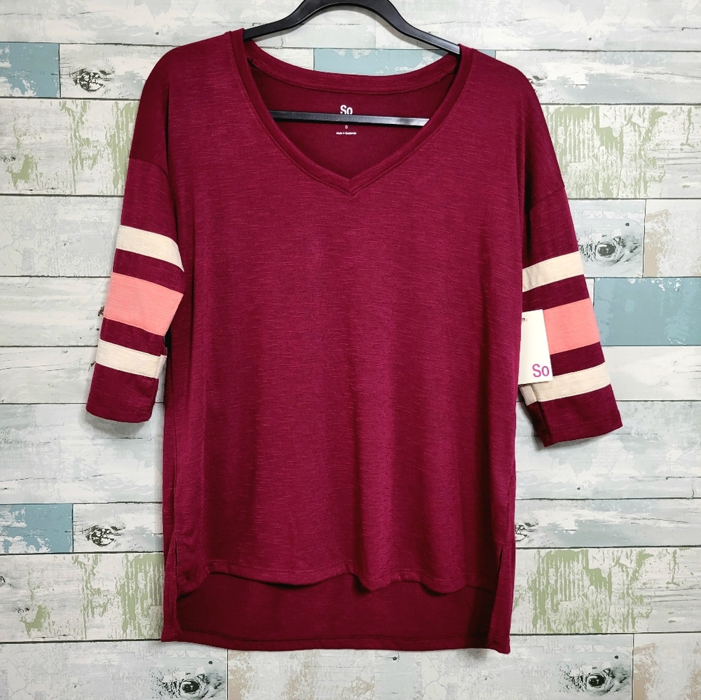 SO | Juniors 3/4 Sleeve Varsity Tee | BNWT | Small